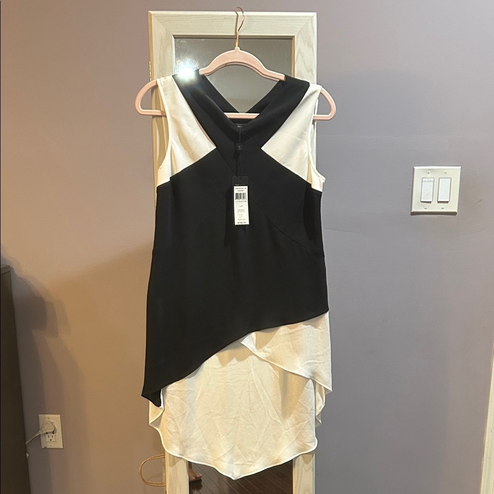 BCBGMaxAzria Black and White Asymmetrical Dress